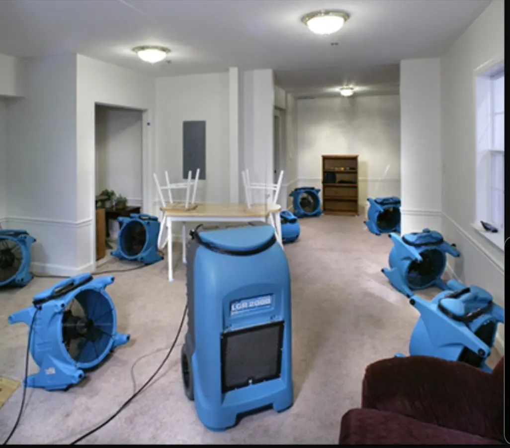 Air movers and dehumidifier setup for Water Damage Restoration in Orlovista