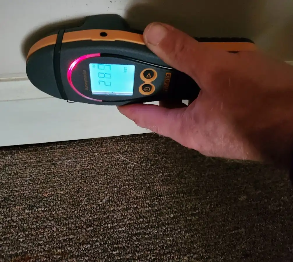 Moisture detection at baseboard during Storm Damage Restoration in Orlovista